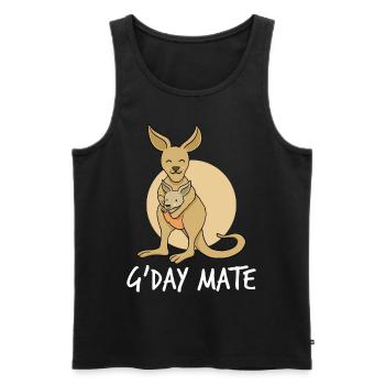 Cute Kangaroo G'day Mate Kangaroos Australia - Men's Premium Organic Tank Top - black - Front - AI Model Male 178 light (178cm)