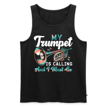 Trumpet Player My Trumpet Is - Männer Premium Bio Tank Top - Schwarz - Vorne - Michal (187cm)
