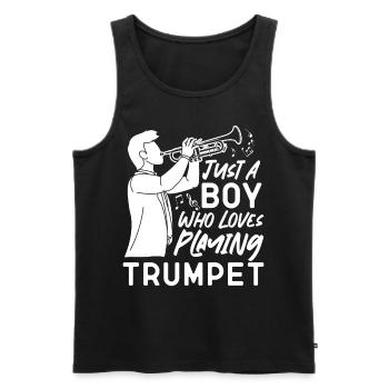 Trumpet Player Just A Boy Who - Männer Premium Bio Tank Top - Schwarz - Vorne - Michal (187cm)