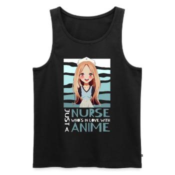Nur eine Krankenschwester, die in Anime verliebt i - Männer Premium Bio Tank Top - Schwarz - Vorne - Michal (187cm)