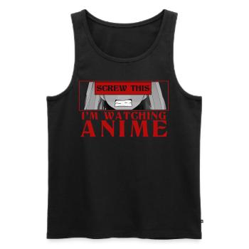 Scheiß auf das, ich beobachte Anime Profanity Goth - Männer Premium Bio Tank Top - Schwarz - Vorne - Michal (187cm)
