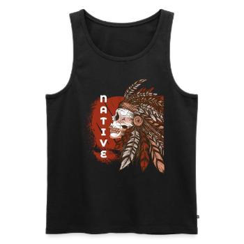 Indianer Indianer Schädel Kopfschmuck - Männer Premium Bio Tank Top - Schwarz - Vorne - Michal (187cm)