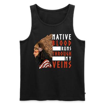 Native Blood rennt durch meine Venen Indianer Amer - Männer Premium Bio Tank Top - Schwarz - Vorne - Michal (187cm)