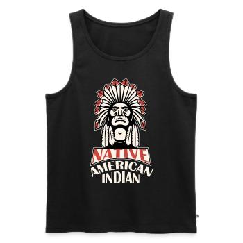 Indigene Kopfschmuck Indian Indian Indianer Erbe - Männer Premium Bio Tank Top - Schwarz - Vorne - Michal (187cm)