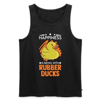 Squeaky Duck Happiness Bathing Duck Rubber Duck - Men's Premium Organic Tank Top - black - Front - AI Model Male 178 light (178cm)