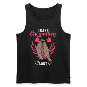 Marmotte folle Femme Crazy Groundhog dame - Débardeur bio Premium Homme - noir - Devant - Michal (187cm)