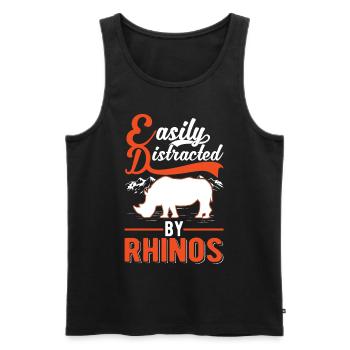 Easily distracted by Rhinos Nashorn - Männer Premium Bio Tank Top - Schwarz - Vorne - Michal (187cm)