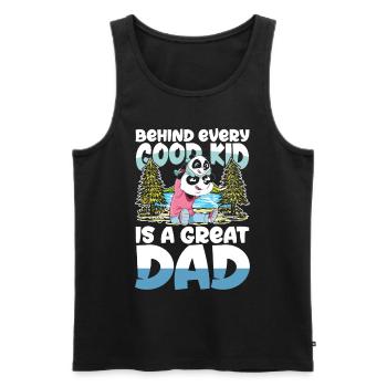 BEHIND EVERY GOOD KID IS A GREAT DAD - Männer Premium Bio Tank Top - Schwarz - Vorne - Michal (187cm)