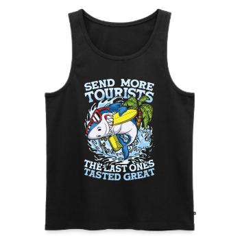 Send More Tourists für einen Surfer Wellenreiter - Männer Premium Bio Tank Top - Schwarz - Vorne - AI Model Male 178 light (178cm)
