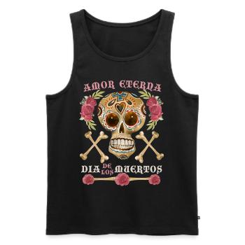Skull, Zuckerschädel, Dia-De-Los-Muertos Spruch - Männer Premium Bio Tank Top - Schwarz - Vorne - AI Model Male 178 light (178cm)