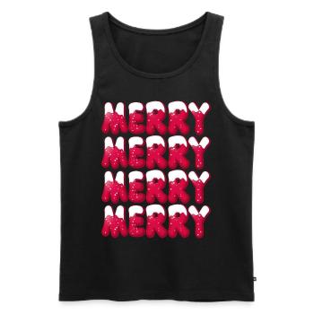 Noël Merry-Christmas Typographie Merry Merry - Débardeur bio Premium Homme - noir - Devant - Michal (187cm)