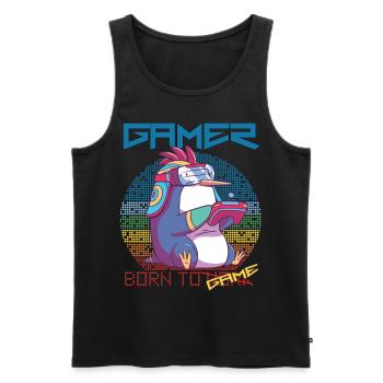 Gamer Cute Penguin Video Games Born To Gaming - Männer Premium Bio Tank Top - Schwarz - Vorne - Michal (187cm)