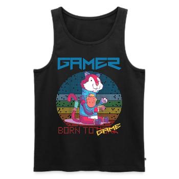 Video Games Funny Gamer Born To Gaming Retro Game - Men's Premium Organic Tank Top - black - Front - AI Model Male 178 light (178cm)