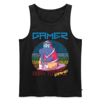 Video Games Funny Gamer Born To Gaming Retro Game - Men's Premium Organic Tank Top - black - Front - AI Model Male 178 light (178cm)