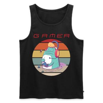 Video Games Retro Gamer Console Games Funny Games - Männer Premium Bio Tank Top - Schwarz - Vorne - AI Model Male 178 light (178cm)