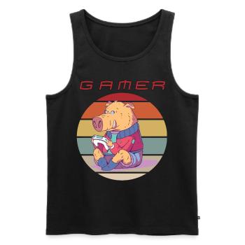 Funny Video Games Retro Console Games and Gamer Ga - Men's Premium Organic Tank Top - black - Front - AI Model Male 178 light (178cm)