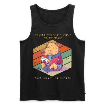 Funny Video Games Gamer Paused My Game Retro Gamin - Men's Premium Organic Tank Top - black - Front - Michal (187cm)