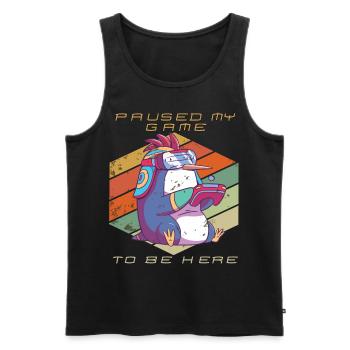 Video Games Gamer Paused My Game Retro Gaming Peng - Men's Premium Organic Tank Top - black - Front - AI Model Male 178 light (178cm)
