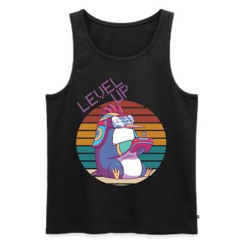 Level Up Gamer Retro Video Games Retro Gaming Peng - Men's Premium Organic Tank Top - black - Front - AI Model Male 178 light (178cm)
