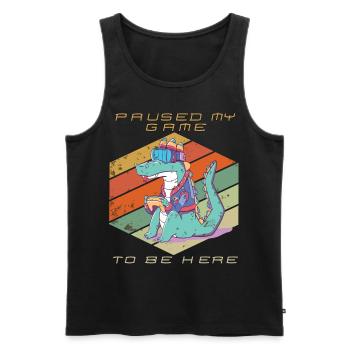 Video Games Gamer Paused My Game Retro Gaming Croc - Männer Premium Bio Tank Top - Schwarz - Vorne - Michal (187cm)
