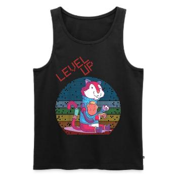 Level Up Gamer Video Games Retro Vintage Gaming Hi - Männer Premium Bio Tank Top - Schwarz - Vorne - Michal (187cm)