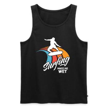 Funny Surfer Saying Surfing Water Moist - Men's Premium Organic Tank Top - black - Front - Michal (187cm)
