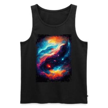 Space Galaxy Aquarell Nebel Muster - Männer Premium Bio Tank Top - Schwarz - Vorne - Michal (187cm)