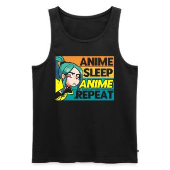 Anime Sleep Anime Repeat - Men's Premium Organic Tank Top - black - Front - Michal (187cm)
