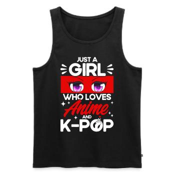 Just A Girl Who Loves Anime and K-Pop - Men's Premium Organic Tank Top - black - Front - AI Model Male 178 light (178cm)