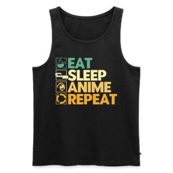 Eat Sleep Anime Repeat - Männer Premium Bio Tank Top - Schwarz - Vorne - Michal (187cm)
