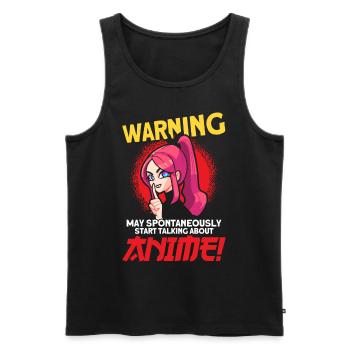 Warning May Spontaneously Start Talking Anime - Men's Premium Organic Tank Top - black - Front - AI Model Male 178 light (178cm)