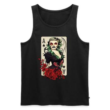 Rockabilly Gothic Pin Up Zombie Girl Horror Psycho - Männer Premium Bio Tank Top - Schwarz - Vorne - Michal (187cm)