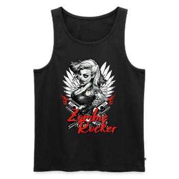 Zombie Rocker Horror Greaser Rock and Roll Girl Bi - Männer Premium Bio Tank Top - Schwarz - Vorne - Michal (187cm)