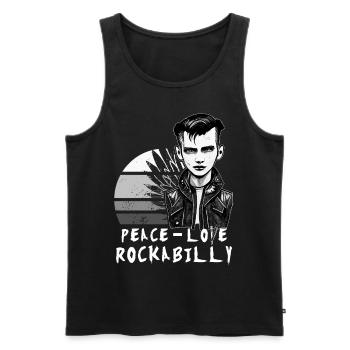 Friedensliebe Rockabilly Retro Psychobilly Greaser - Männer Premium Bio Tank Top - Schwarz - Vorne - Michal (187cm)