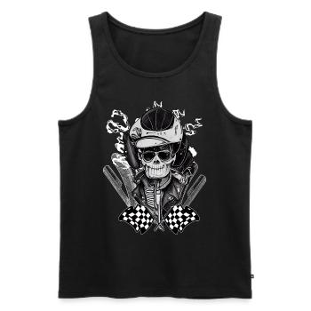 Dark Biker Skull Rockabilly Greaser 50s Ästhetik - Männer Premium Bio Tank Top - Schwarz - Vorne - Michal (187cm)