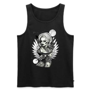 Pin auf Zombie -Mädchen dunkle Rockabilly 50er äst - Männer Premium Bio Tank Top - Schwarz - Vorne - Michal (187cm)