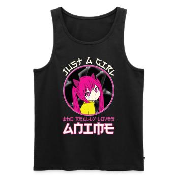 Just A Girl Who Really Loves Anime - Männer Premium Bio Tank Top - Schwarz - Vorne - Michal (187cm)