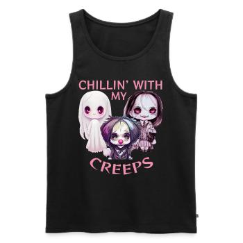 Chillin mit meinem Creeps Horror Chibi Anime Hallo - Männer Premium Bio Tank Top - Schwarz - Vorne - Michal (187cm)