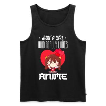 Just A Girl Who Really Loves Anime - Männer Premium Bio Tank Top - Schwarz - Vorne - Michal (187cm)