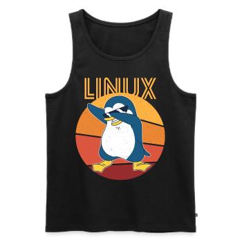 Linux Admin Cool Penguin Nerd Informatics - Men's Premium Organic Tank Top - black - Front - AI Model Male 178 light (178cm)