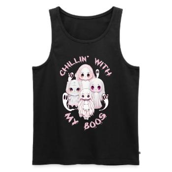 Chillin Boos Halloween Kawaii Anime Geist - Männer Premium Bio Tank Top - Schwarz - Vorne - Michal (187cm)