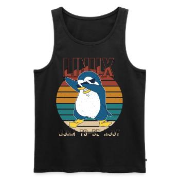 Linux Born To Be Root Cool Penguin Nerd Programmin - Débardeur bio Premium Homme - noir - Devant - AI Model Male 178 light (178cm)