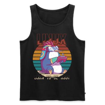 Linux Gamer Born To Be Root Cool Penguin Nerd Prog - Männer Premium Bio Tank Top - Schwarz - Vorne - AI Model Male 178 light (178cm)