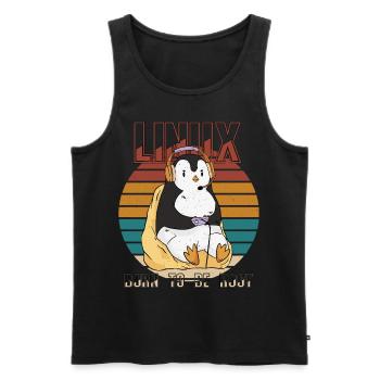 Linux Gamer Root Party Cool Penguin Nerd Programs - Men's Premium Organic Tank Top - black - Front - AI Model Male 178 light (178cm)
