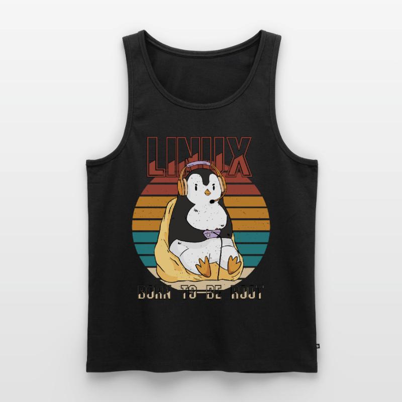 Linux Gamer Root Party Cool Penguin Nerd Programs Men's Premium Organic Tank Top