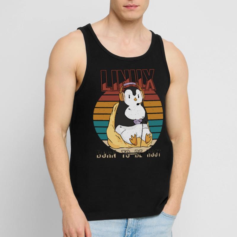 Linux Gamer Root Party Cool Penguin Nerd Programs Men's Premium Organic Tank Top