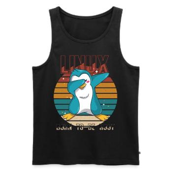 Geek né pour être root Linux Penguin Nerd Programmeur - Débardeur bio Premium Homme - noir - Devant - AI Model Male 178 light (178cm)