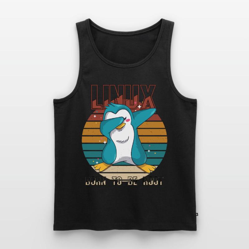 Geek Born To Be Root Linux Penguin Nerd Programmer Men's Premium Organic Tank Top