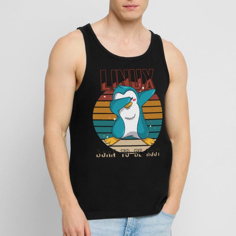 Geek Born To Be Root Linux Penguin Nerd Programmer Men's Premium Organic Tank Top