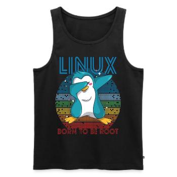 Born To Be Root Retro Penguin Linux Nerd Program - Débardeur bio Premium Homme - noir - Devant - Michal (187cm)